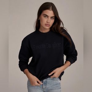 FAVORITE DAUGHTER SIGNATURE EMBROIDERED SWEATSHIRT NAVY